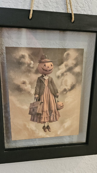 Hanging floating picture frame w/print outer dimensions 9x11", RSV|111754