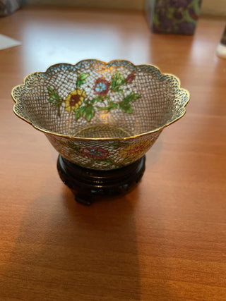 Vintage Plique A Jour Bowl W/Stand RCD|43484