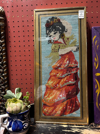 70s needlepoint Spanish flamenco dancer|115928