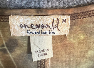 One World Shirt Womens Medium Halloween Shirt Multicolor pumpkin bats spooky  #63 VV MTS|107911