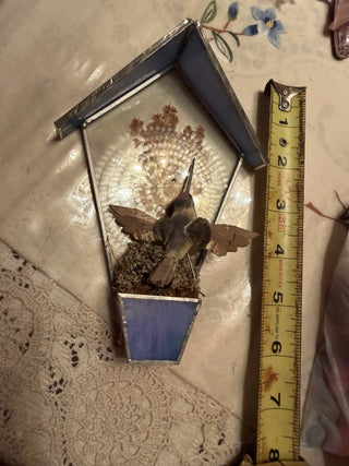 Lasting Impressions- Another Dimension Stained Glass Birdhouse with dried flower #62 VV MTS
