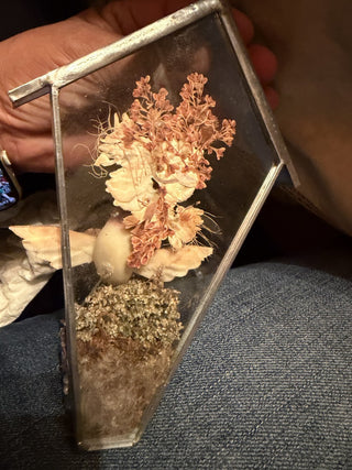 Lasting Impressions- Another Dimension Stained Glass Birdhouse with dried flower #62 VV MTS