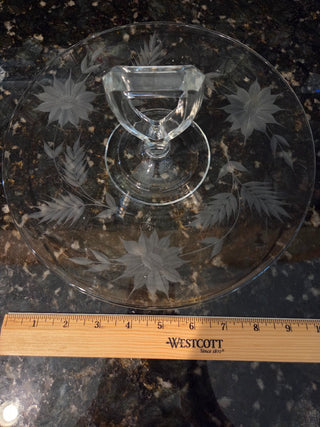 Clear Crystal Glass Serving Plate, Center Handle, RCD|113079