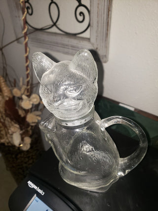 Vintage glass cat pitcher|100544