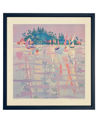 VTG Rosalie Prussing Signed Lithograph "Coconut Isle Hawaii"