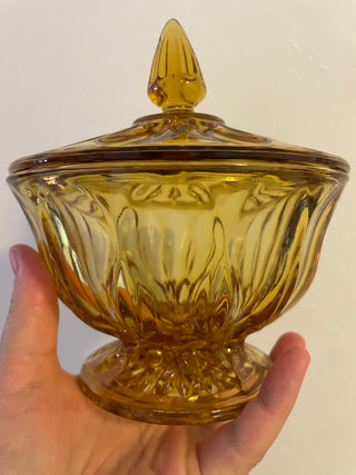 Anchor Hocking Amber Candy Dish with Lid