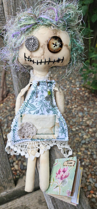 Journal Junction Jenny No. 008-Norma Handmade Art Dolll w/Mini Journal OOAK Cloth Doll