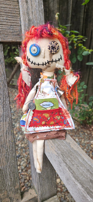 Journal Junction Jenny No. 007-Grace Handmade Art Dolll w/Mini Journal OOAK Cloth Doll