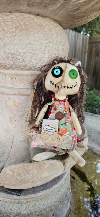 Journal Junction Jenny No. 006-Rowan Handmade Art Dolll w/Mini Journal OOAK Cloth Doll