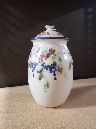 Vtg '98 Clouds of Folsom Floral Jar w/Lid -RCD|112027