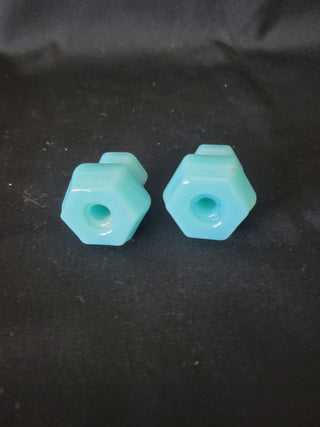 Hexagonal 1-1/8" Turquoise Glass Cabinet Knobs - Set of 2 RCD|99351
