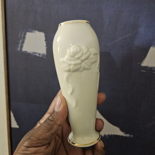 Vintage Lenox Ivory  - Embossed Rose Bud Vase (BRI) - MTS|118742