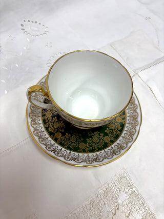 Hammersley & Co. Forest Green Gold Chintz Tea Cup & Saucer RSV|91534