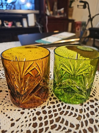 AD. European Style Colored Crystal Glasses set of 2