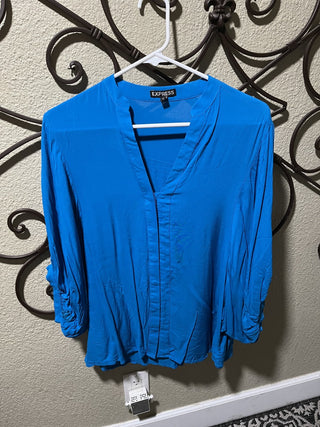 Women's Royal Blue 3/4 Sleeve Blouse by Express, Size Large RCD|119417
