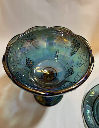 INDIANA GLASS Blue Harvest Grape Carnival Glass|70140