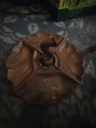 Monkey Pod Relish Tray with Seahorse tooth pick Holder
