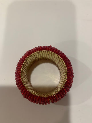 6 Red & Gold beaded napkin rings|125651