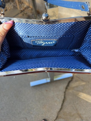 12F Tatyana Blue and Glitter Patent Pinup Purse MTS