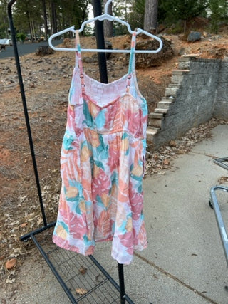 Abercrombie Kids Crinkle Dress 7/8 tropical "Orange Multi" leaf print