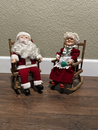Vintage Santa and Mrs Claus Battery Operated Rocking Chairs RCD|126413