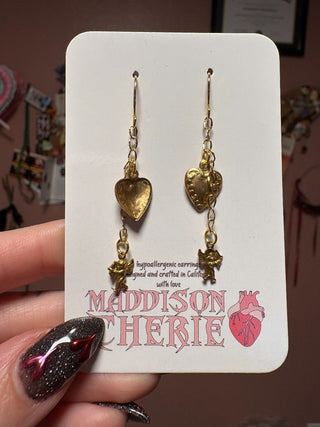 Tiny Gold (Brass) Cupid Earrings MTS