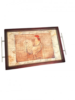 Large serving tray with 6 tiles forming roaster 22" L X 13.5" W #63 VV MTS