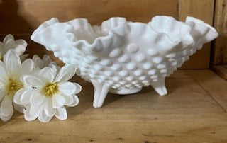 Vtg Fenton Hobnail Milk Glass Candy Dish RCD