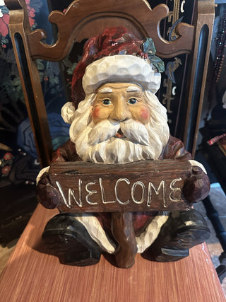 16" Red and Brown Sitting Santa Holding Welcome Sign Christmas Decor #62 VV MTS|95366