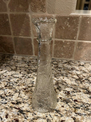 Clear Glass Embossed Leaf Pattern Vase, 9”    MTS