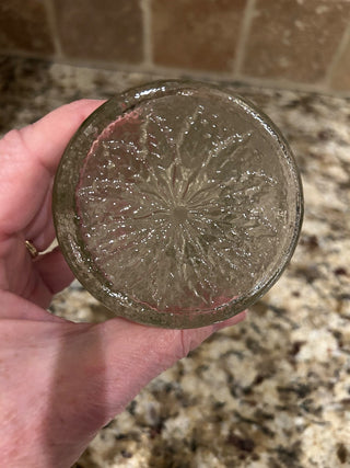 Clear Glass Embossed Leaf Pattern Vase, 9”    MTS