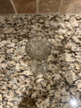 Clear Glass Embossed Leaf Pattern Vase, 9”    MTS
