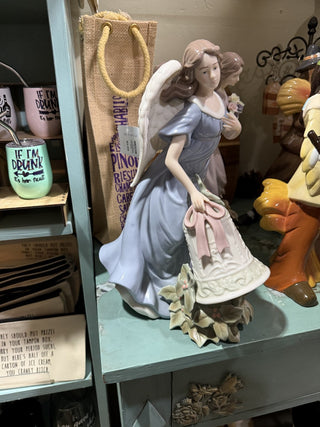 Grandeur Noel ANGEL BELL HOLLY FIGURINE porcelain STATUE RCD