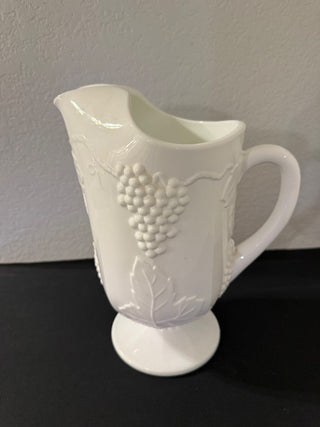 Indiana Glass Co. Colony Harvest Grape White Milk Glass Pitcher (1950's) RCD a weed