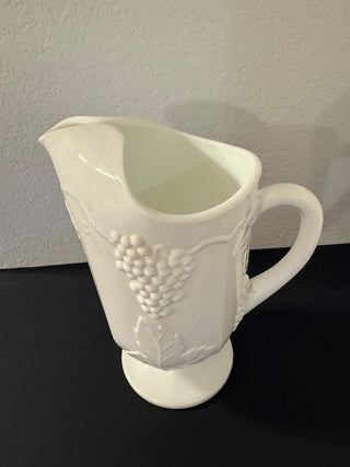Indiana Glass Co. Colony Harvest Grape White Milk Glass Pitcher (1950's) RCD a weed