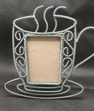 Vintage Metal Cream Colored Metal Coffee Mug Picture Frame #63 VV MTS