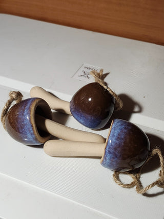 Blue 4-in ceramic mushroom chimes RCD