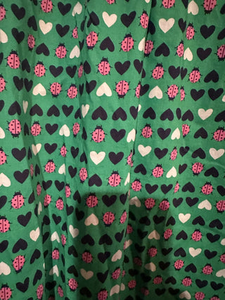 Talbots Green Ladybug Hearts Button down Shirt #47 VV MTS|99461