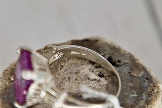 925 Purple Stone Ornate Setting Ring -10|151557
