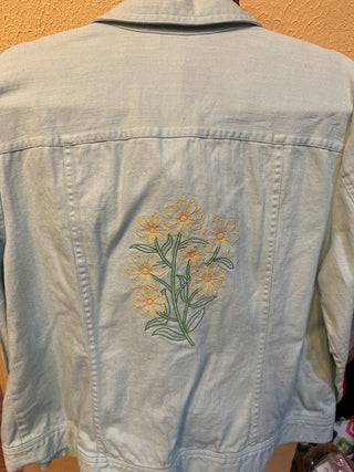 Embroidered jacket green w/yellow floral Size XL. #SM RCD|67518