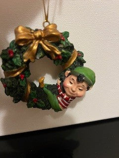 #2649 Ceramic Wreath & Elf Ornament RSV|138468