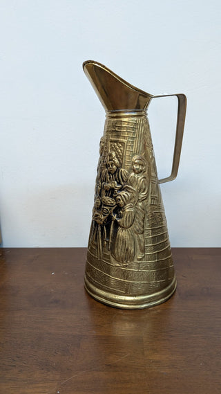 Large Vintage English Brass Repousse Jug RSV