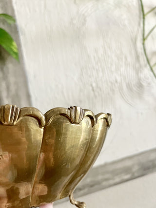 Brass Footed Scalloped Oval Bowl MTS|113476