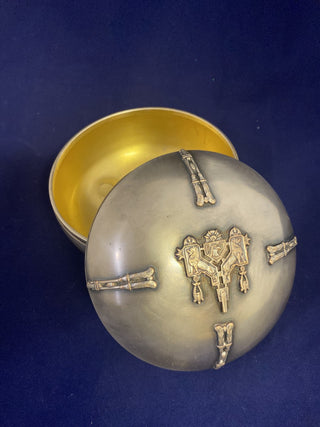 Antique Benedict Assyrian footed silver dish rcd|75406