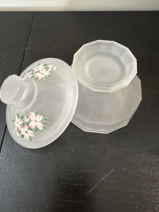 AJ - Satin Glass Pink Flower Dish MTS|79421