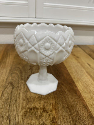 Vintage Smith Milk Glass Compote MTS
