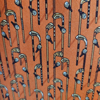 Men's - Vintage Alto - Orange w/ Gold Club Patterned Necktie (BRI) - MTS|143074