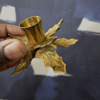 Vintage GATCO Solid Brass Leaf Taper Candleholder (BRI) - MTS|118752