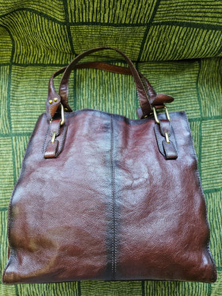 Kate Landry Brown Leather Tote Shoulder Bag|84581