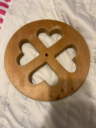 Set of 2 - 7 7/8ths Vintage Wooden Wheels - Heart Cutouts